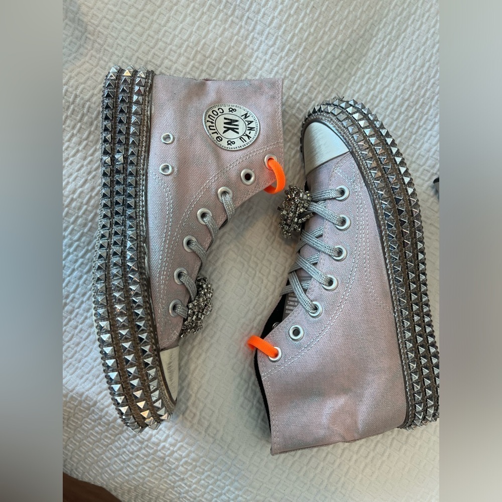 NEW Nan-Ku Couture Free People Cruise Studded Mellow Mauve High Top Sneaker